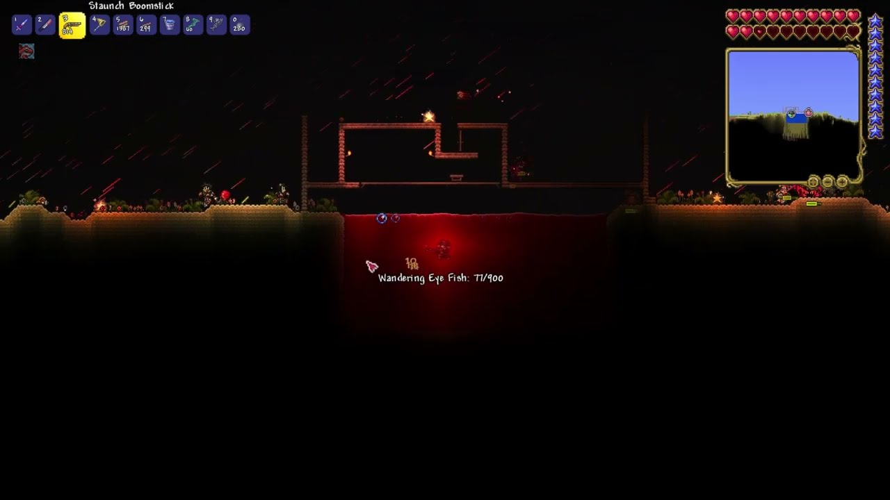 Гайд по рыбе-блуждающему глазу, где найти этого врага в Terraria 1.4.4