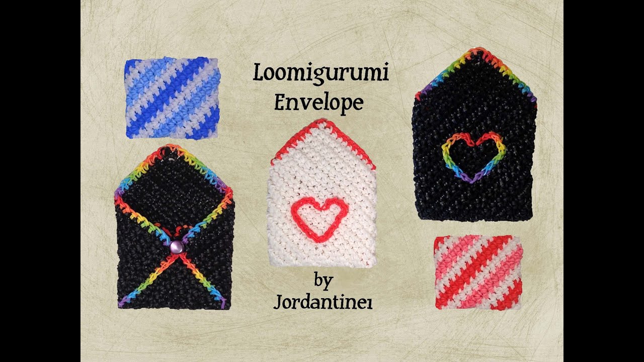Loomigurumi Amigurumi Envelope Gift Card Holder Rubber Band Crochet Birthday Rainbow Loom - 