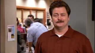 Ron Swanson on the coffee machine