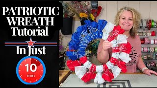 DOLLAR TREE PATRIOTIC BANDANA WREATH TUTORIAL | DIY Beginner Wreath
