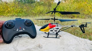 Mini red 3.5 Channel Rc helicopter unboxing and Fly test