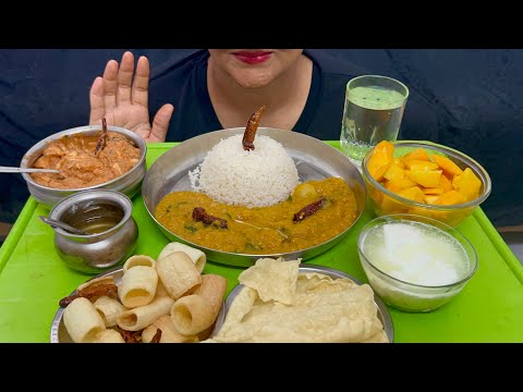 Simple Lunch #dal #chutney #curd #papad #mangoes #bigbites #lovefood #youtube #foodvlog #foodeating
