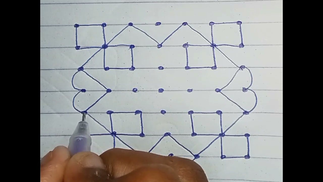 7*7 dots simple rangoli design for beginners | easy kolam design | muggulu easy 