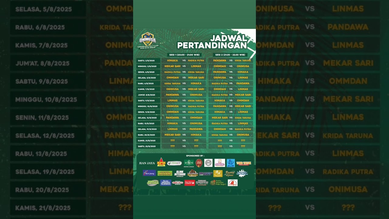 🎉 JADWAL PERTANDINGAN TURNAMEN VOLI 🔥🏐 