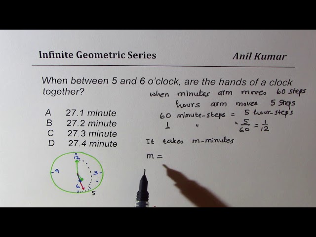 When between 5 and 6 o’clock, are the hands of a clock together class=