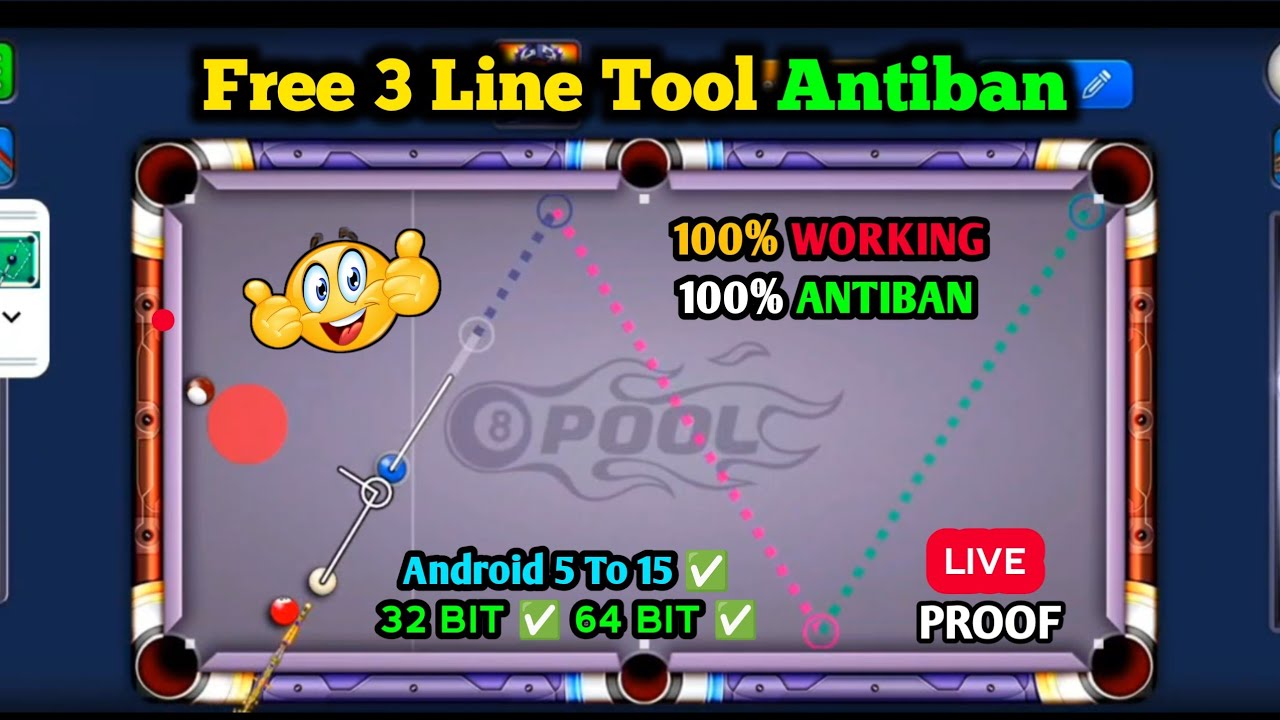 8 Ball Pool 3 Line Aim Tool Free 🆓  💯% Working & AntiBan ✅
