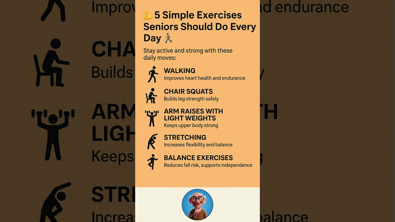 “5 Simple Exercises Seniors Should Do Every Day 🏋️‍♂️💪 