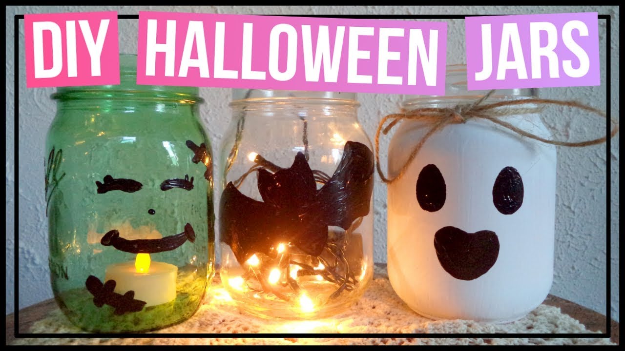 3 DIY Painted Halloween Jars 🎃 DIY Bat Jar, DIY Ghost Jar, & DIY Frankenstein Jar DIY Room
