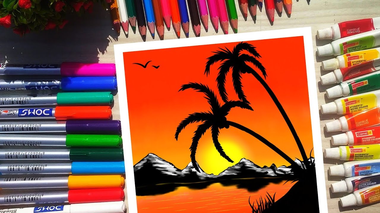 How to draw scenery ️ in digital art kese scenery draw kare amazing ...