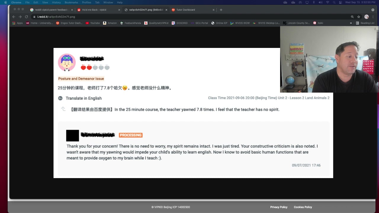 VIPKid Teacher Claps Back at Negative Parent Feedback