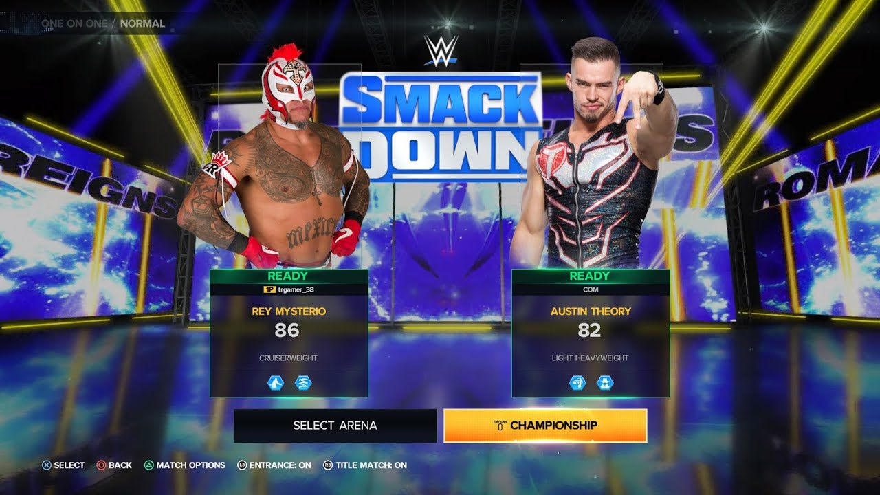 REY MYSTERIO VS AUSTIN THEORY IN WWE 2K23 | PS5 | TR Gamer