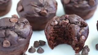 Skinny Double Chocolate Banana Muffins