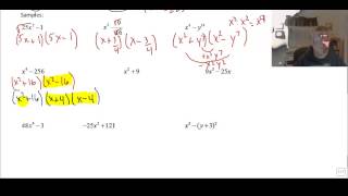 Factoring Patterns - Difference of Two Squares