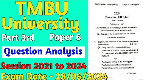 English honours previous year question paper | B.A part 3 | Paper 6 | TMBU  University