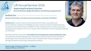 LIR Seminar 2026: Keynote I: Dr Andrew Cox, Senior Lecturer at the University of Sheffield