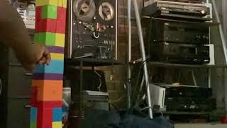 Block tower collapse in slow motion