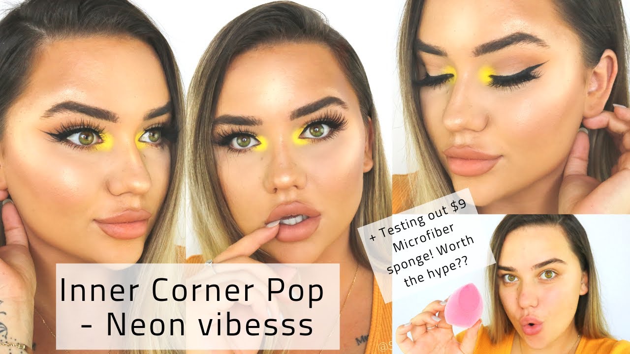 NEON INNER CORNER POP + TRYING OUT NEW $9 MICROFIBER SPONGE?? || SMJP MAKEUP