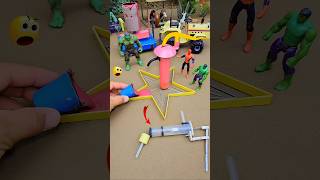 Mini water handpump science project with red star concrete &amp; mixer diy tractor cow farm|videoNo.513🔥