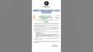 ADMIT CARD AIAPGET 2022 |Ayurveda Book App