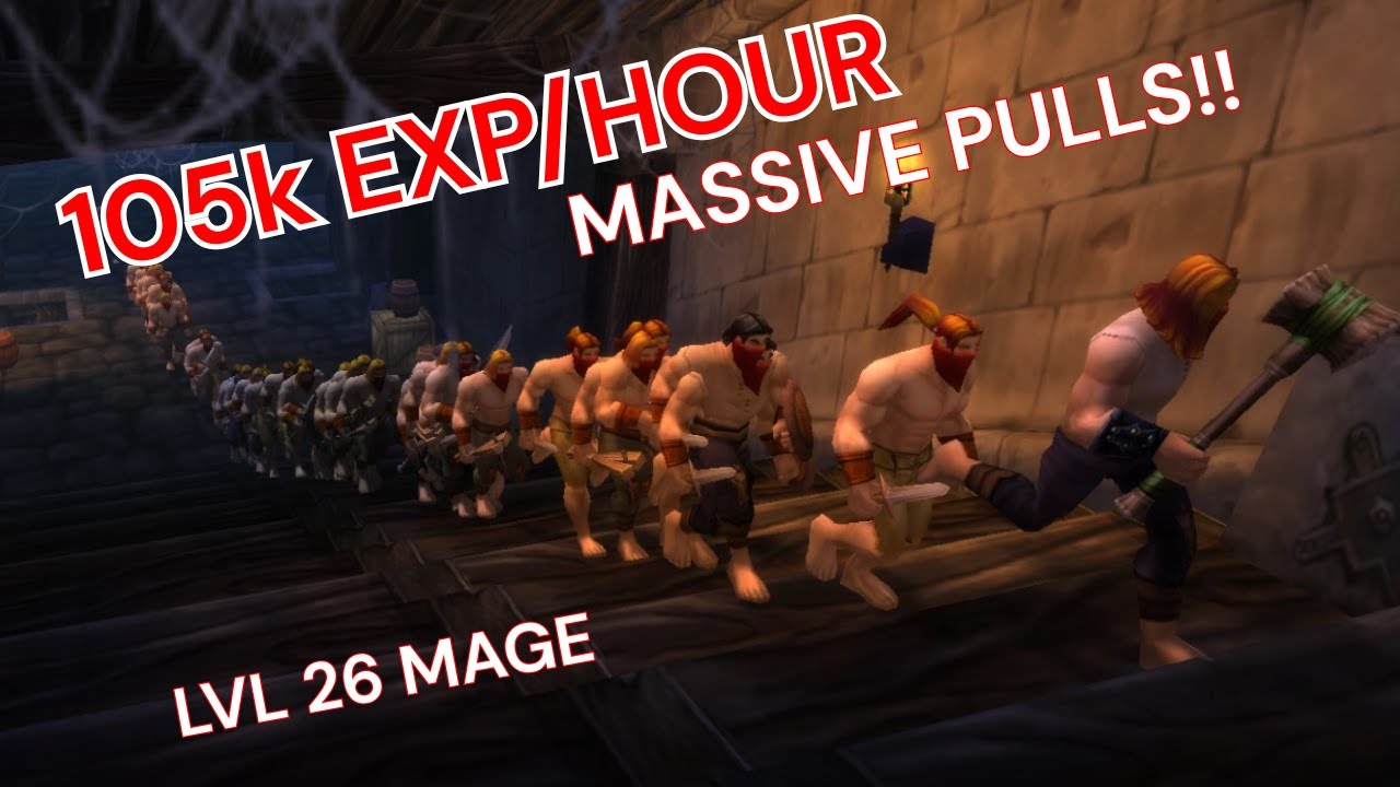 105k XP/Hour Solo AoE MAGE – Level 26 Pulls ~60 Mobs in Stockades | Classic Fresh WoW