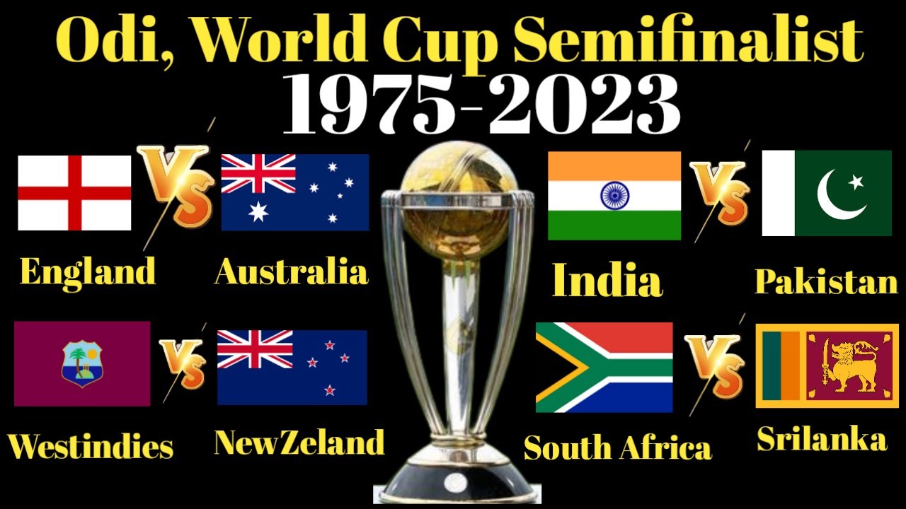 ICC Men's Odi World Cup 1975 to 2023 All Semifinalist - YouTube