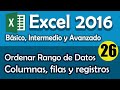 CURSO EXCEL 2016: Ordenar un Rango de Datos. Cap 26