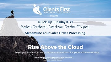 Acumatica Cloud ERP Quick Tip 39: Sales Orders Custom Order Types