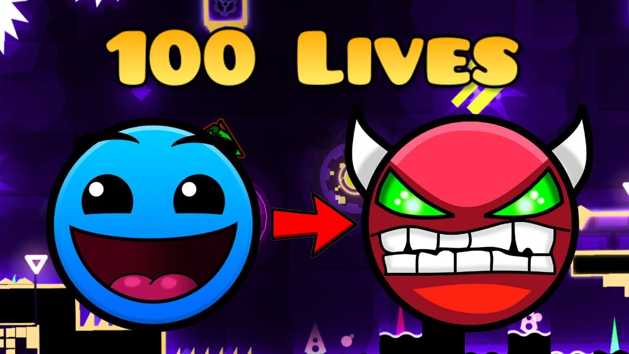 Beating a Level of Each Difficulty in 100 Lives! - Geometry Dash - YouTube