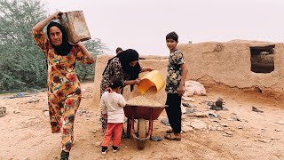 Desert women Lifestyle in Iran | عائلة بدوية عربية | الزراعة الصعبة في يوم بارد