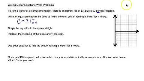 Writing Linear Equations-Word Problems