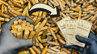 Gold Bullion Bars From Bullet Casings (replica) - Trash To Treasure - ASMR Metal Melting - BigStackD