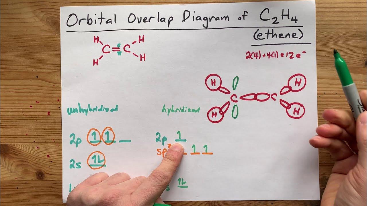 Orbital Overlap Diagram for C2H4 (Ethene / acetylene, double bond