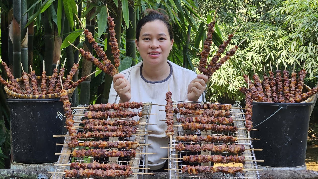 How To Make Grilled Pork Skewers Goes to market sell - Take care of the farm garden