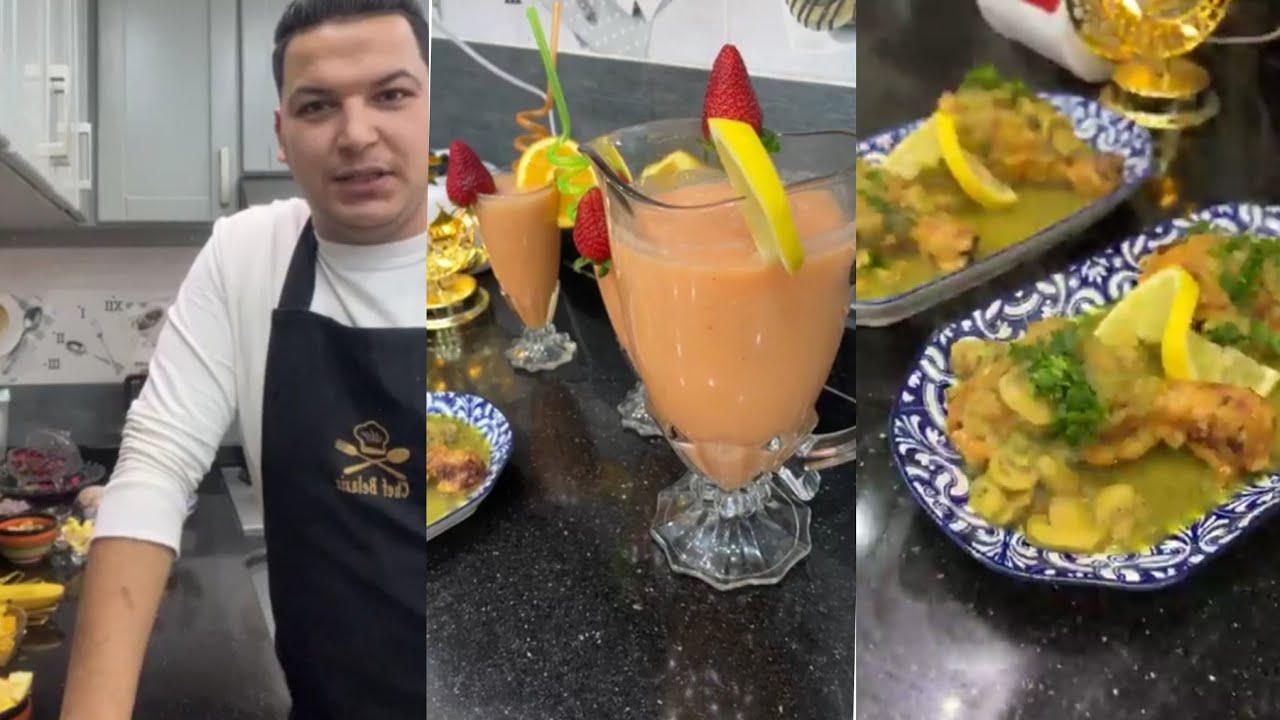 وصفات اليوم👑 طاجين الباي بالفطر👑عصير  كوكتال🍎🍓🍋🍊chef traiteur belaziz🥰