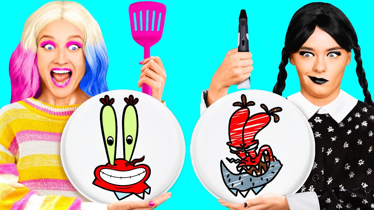 Крутой Арт-Челлендж: 3d-Ручка и Блинчики с Уэнсдей Аддамс | Смешные Челленджи от TeamTeen Challenge