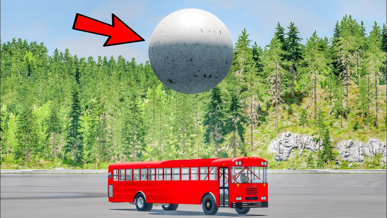 1000 Ton Ball vs Bus - BeamNG.Drive