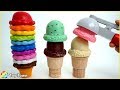 Ice-Cream Rainbow Colors Toy on the Cone with Scoop for Kids