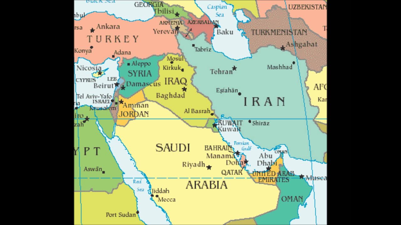 Карта государств ближнего востока 2025