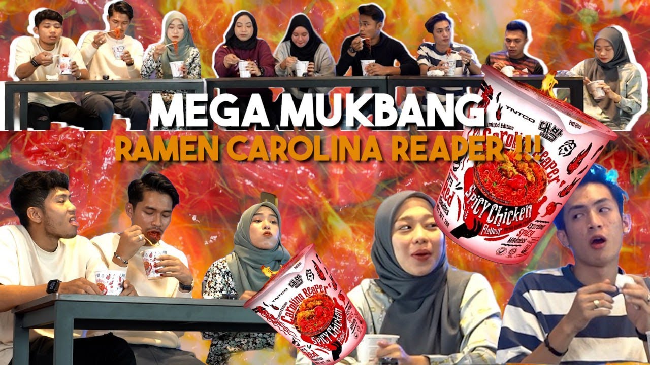 MEGA MUKBANG MAMEE TERPEDAS DUNIA CAROLINA REAPER !!! SIAPA JUARA PEDAS AI TEAM ?