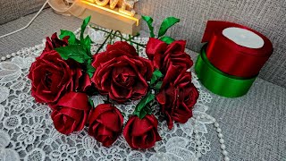 DIY Ribbon Roses & Buds 🌹 | How to Make Beautiful Rose Flowers from Ribbon 