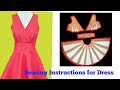 Hướng dẫn cắt may Đầm cổ tim chồng thân ,dáng xoè 180° |instructions for sewing dress |