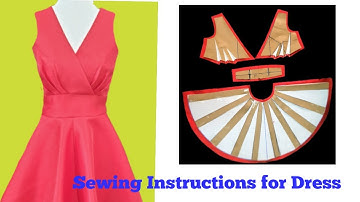 Hướng dẫn cắt may Đầm cổ tim chồng thân ,dáng xoè 180° |instructions for sewing dress |