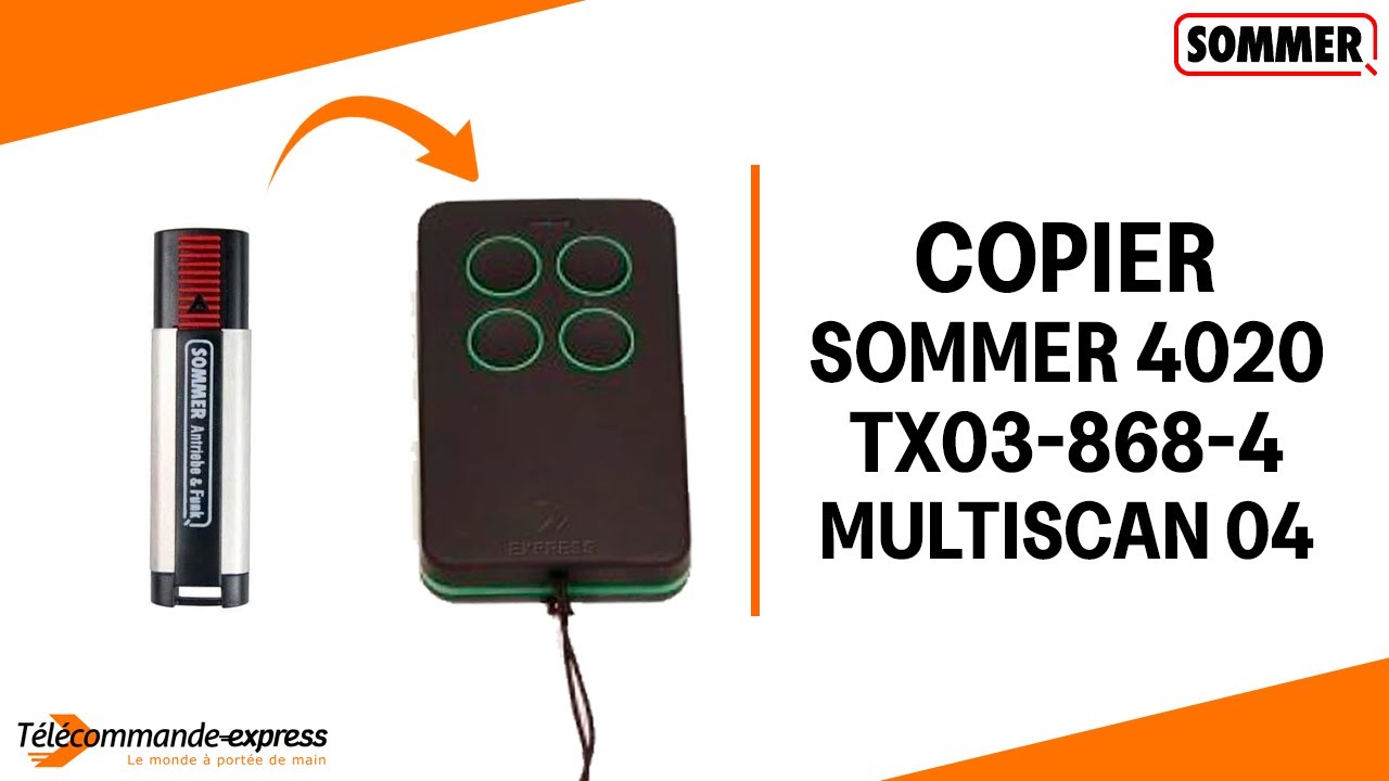 Copier une télécommande SOMMER 4020 TX03 868 4 à partir d'une