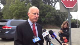 Jerry Brown addresses reporters after voting