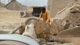 Giant Rock Jammed the Crusher! Worker Smashes Massive Stone by Hammer 😱 