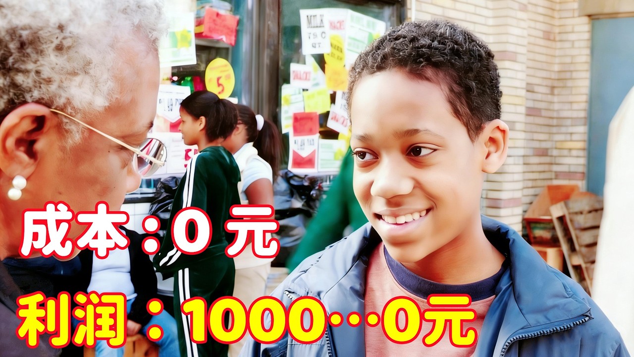 黑人男孩第一次做生意就赚翻了，只因他说了一句，东西都是刚偷的！