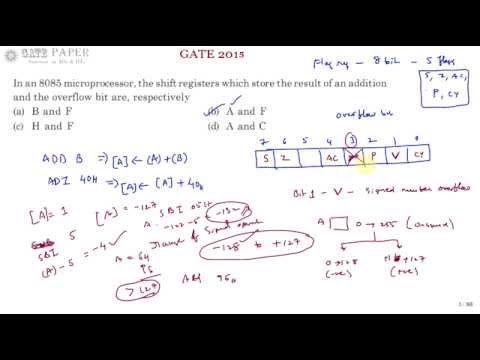 GATE 2015 ECE Which shift registers store the result of an addition and the overflow bit in 8085