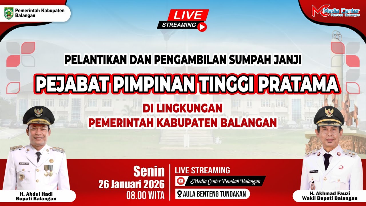 (LIVE) 🔴 Pelantikan Sumpah/Janji Jabatan dan Pelantikan Pejabat Pimpinan Tinggi Pratama