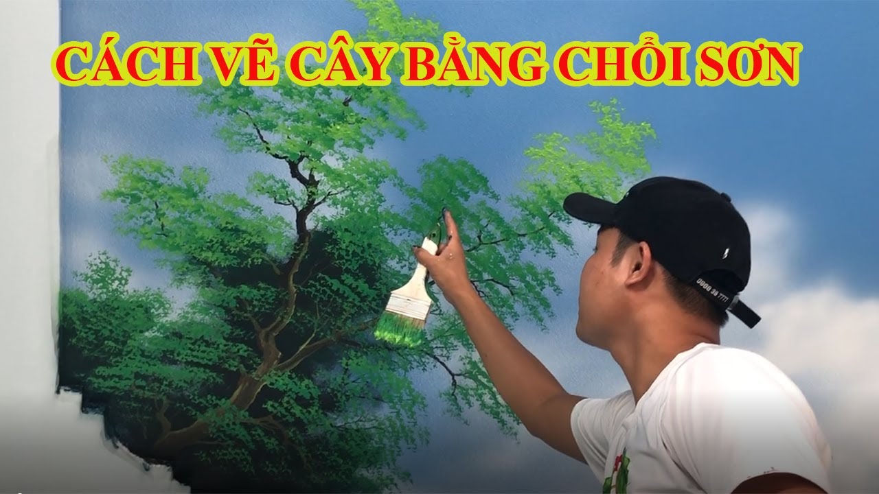 Cách Vẽ Cây Bằng Chổi Sơn Rất Đơn Giản - youtube