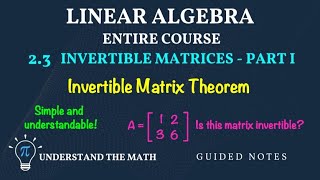 The Invertible Matrix Theorem (Characterizations and Examples)